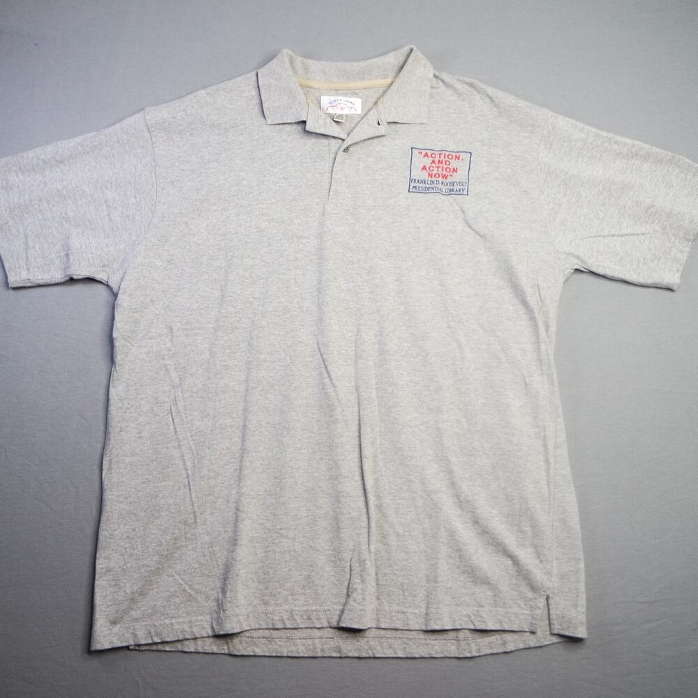 Queensboro FDR Presidential Library Action And Action Now Grey Polo Shirt XXL